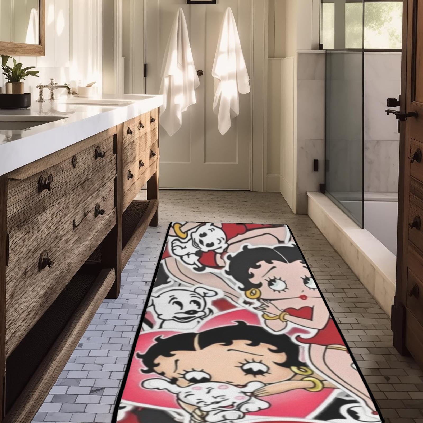 Betty Boop Flannel + Sponge Non-woven Fabric Area Rug – Soft