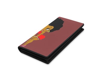 Betty Boop Afro-Amerikaanse lederen portemonnee zwart Reizende verjaardagscadeaus voor haar jubileum