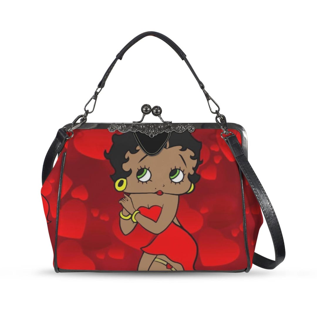 Black Betty Boop Kiss Lock Bag | Retro PU Leather Handbag 