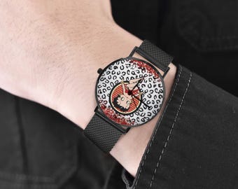Betty Boop Stainless Steel Watch – Custom Photo Dial, Silver or Black Strap, Gift for Her, Retro Cartoon Wristwatch