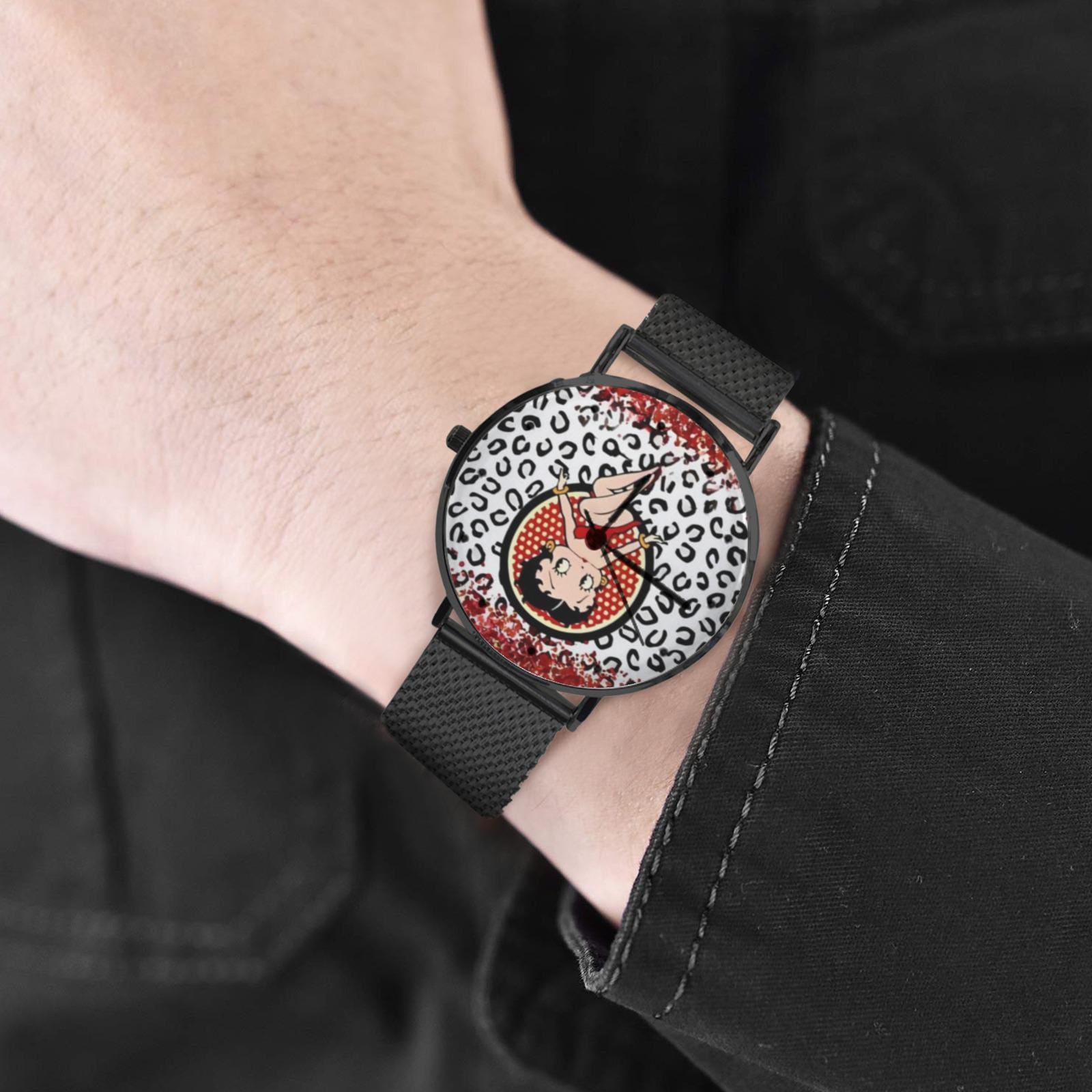 Betty Boop Stainless Steel Watch – Custom Photo Dial, Silver or