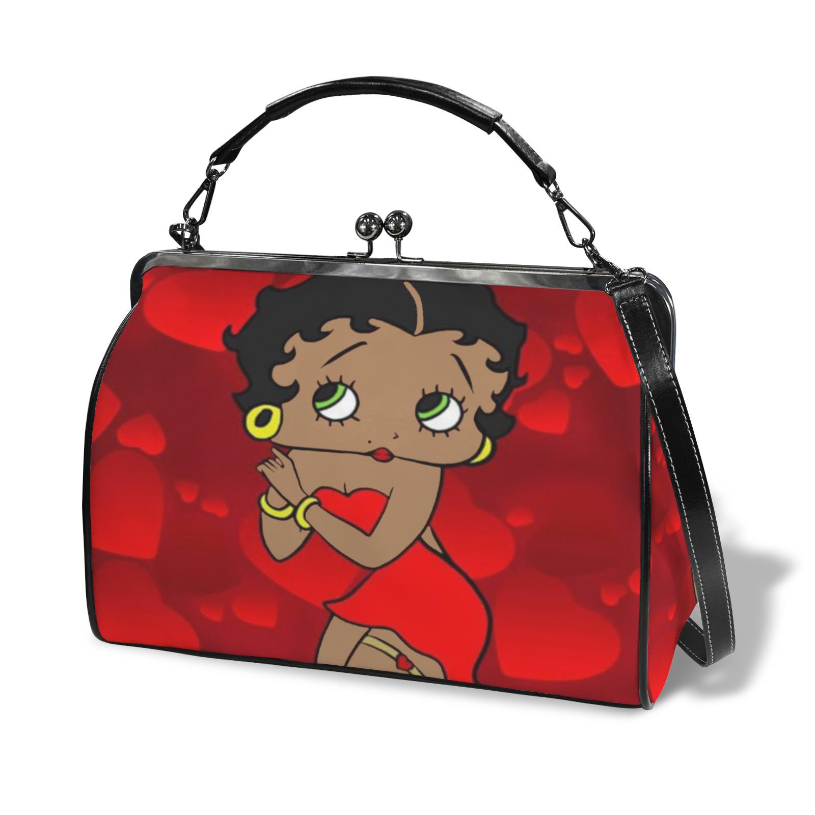 Black Betty Boop Shoulder Handbag for Women – PU Leather Bag With