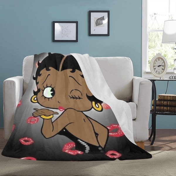 Betty Boop Blanket Afro American Fleece Home Decoration Travelling Gifts For Her