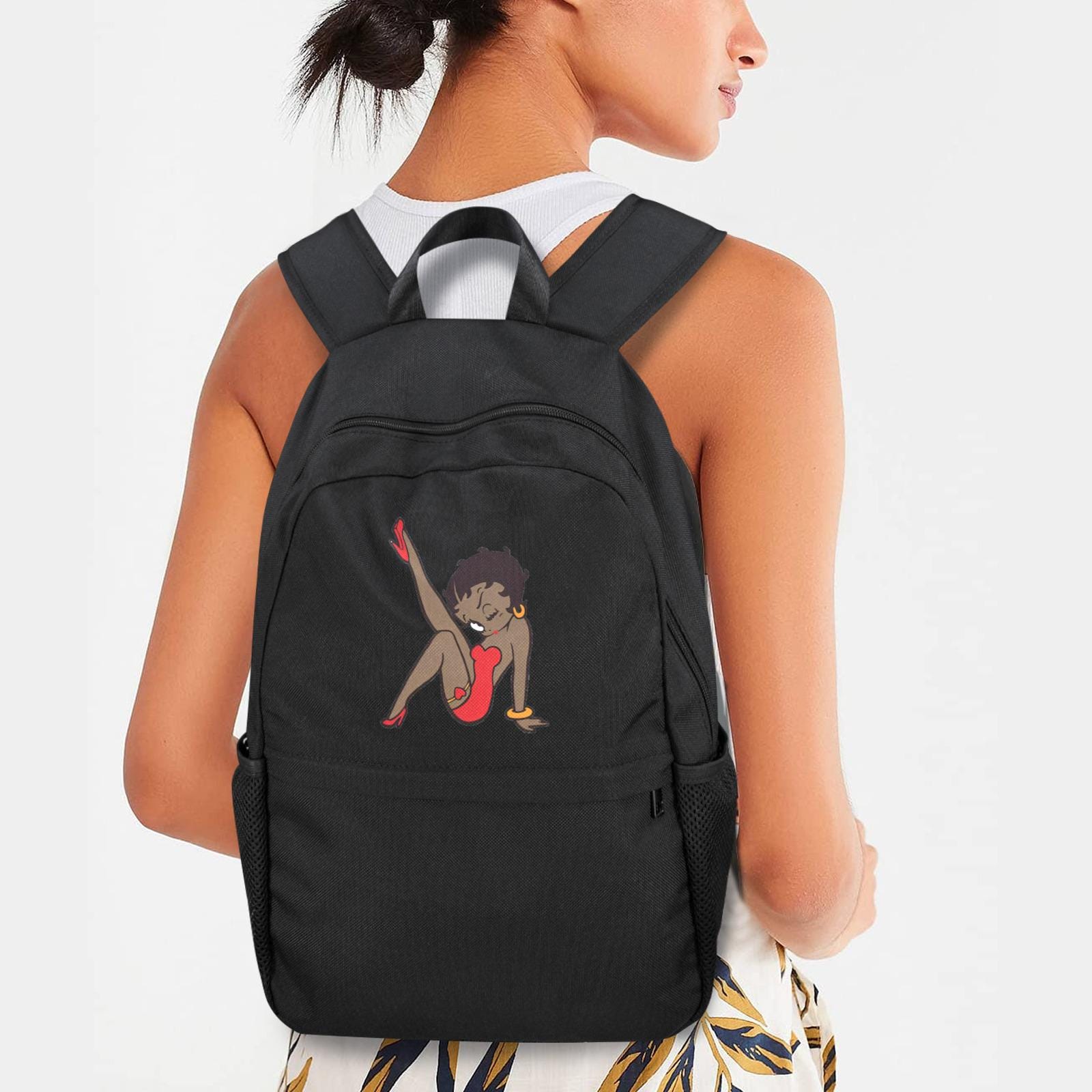 Black Betty Boop School Backpack – Lightweight Nylon Bag With 