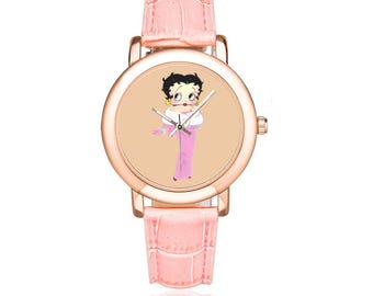 Betty Boop Watch Stainless Steel Pink Birthday Gifts for Her