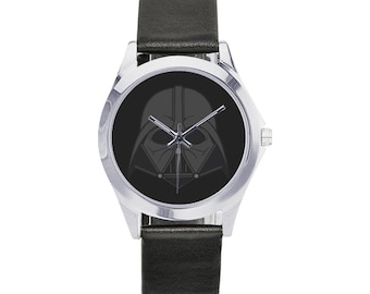Darth Vader Unisex Round Metal Watch – Classic Design, Adjustable Leather Strap