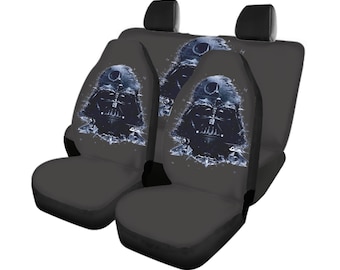 Juego completo de fundas para asientos delanteros y traseros de Darth Vader / Accesorios interiores de Star Wars / Protector elástico para asientos de coche