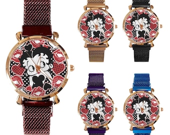 Betty Boop Magnetic Buckle Strap Watch Retro Cartoon Wristwatch