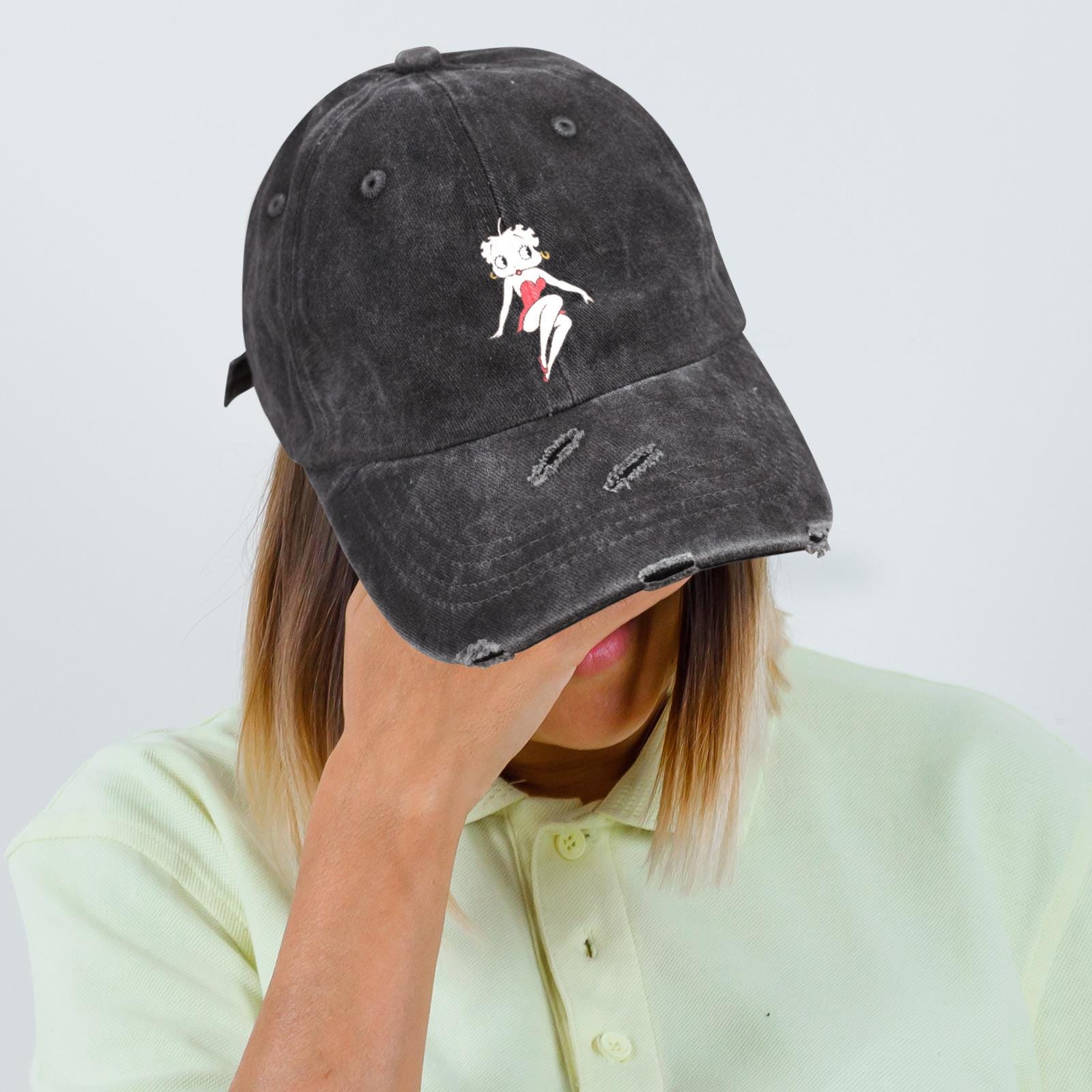 Betty Boop Distressed Baseball Cap – Vintage Curved Brim Hat for