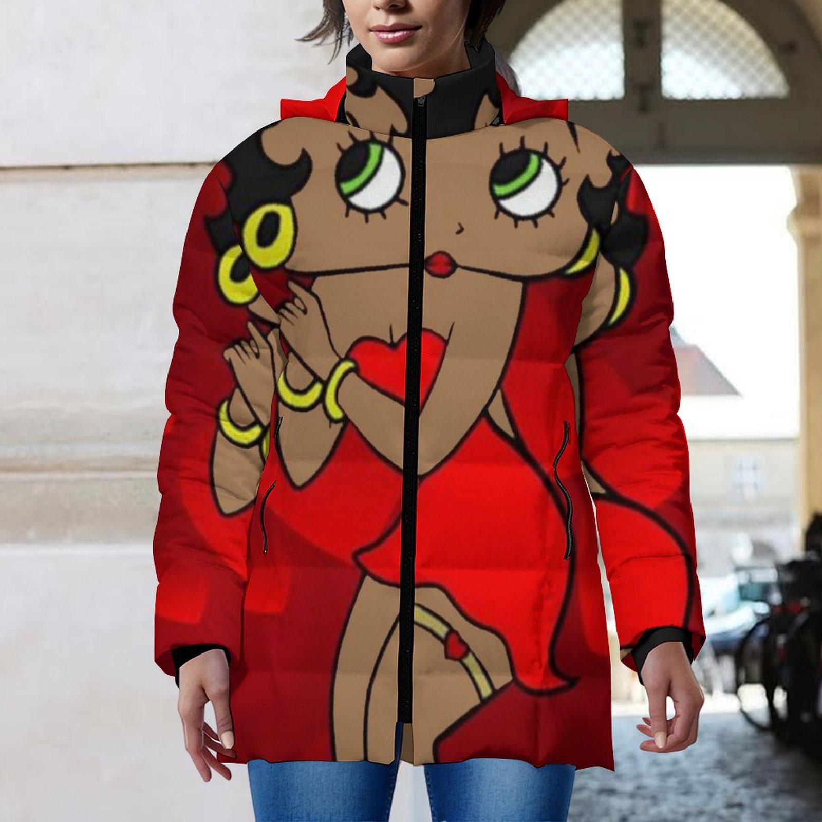 Black Betty Boop Hooded Puffer Coat Gifts for Her - Etsy Israel