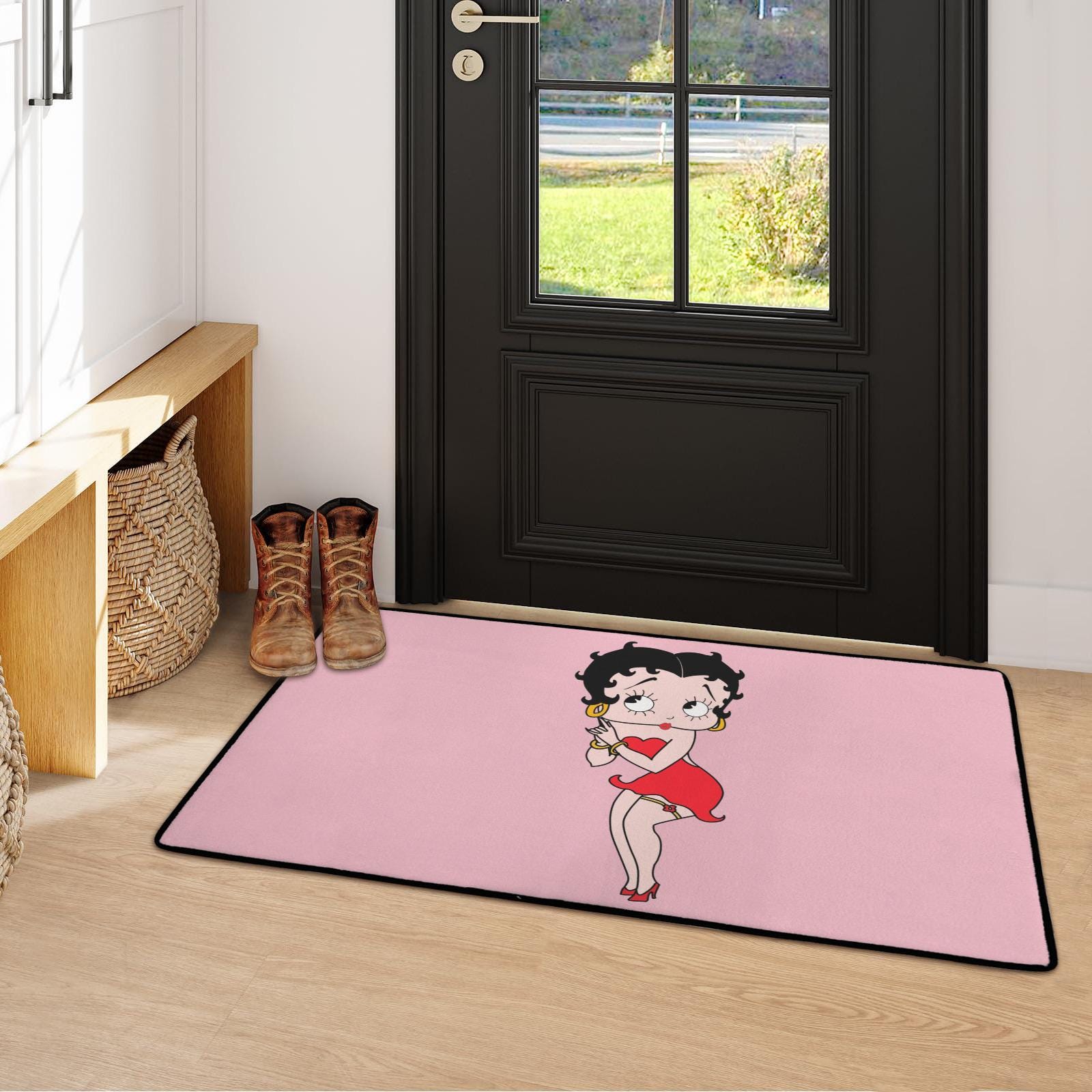 Retro Betty Boop Doormat | Non-slip Indoor Outdoor Mat 24x16in