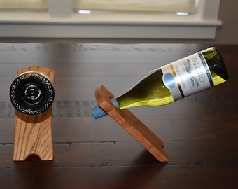 Portabotellas flotante de madera noble, regalo personalizado