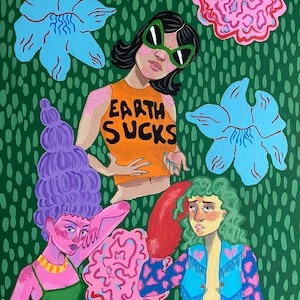 Acrylic Painting &quot;Space Chicks&quot; Print