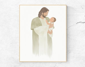 Jesus with a child, I am a child of God, Christ holding a baby, Jesus Christ Printable, Jesus portrait, Christ's embrace, Digital Download