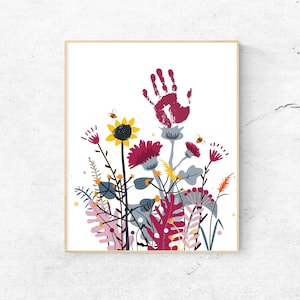 Colorful Wildflower Handprint Craft, Baby Handprint Art, DIY Memory Keepsake, Child Kids Baby Toddler, Printable For Kids, Digital Download
