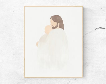 Jesus with a child, I am a child of God, Christ holding a baby, Jesus Christ Printable, Jesus portrait, Christ's embrace, Digital Download