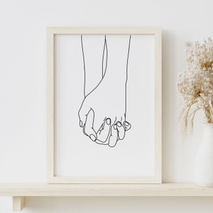 Couple Hands Line Drawing, Holding Hands Line Art Print, Line Drawing Poster, Hands Print, Couple Art Print, Anniversary Gift, Printable