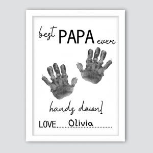 Best daddy ever Hands Down, Handprint Craft For Fathers Day, Handprint Craft With Dad, Gift For Dad, Kids Baby Toddler, Memory Keepsake