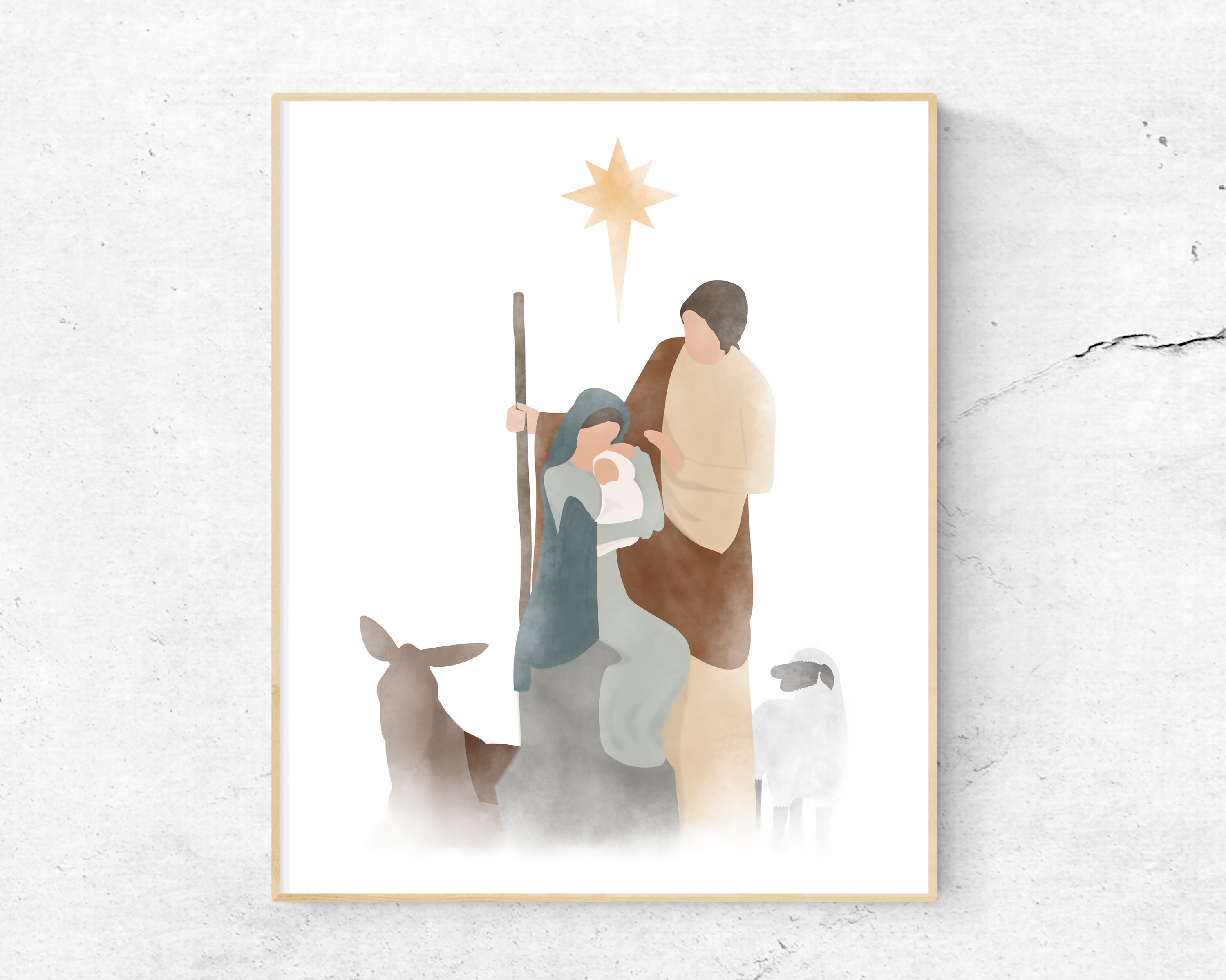 Nativity Scene Art, Nativity Printable, Christmas Jesus Digital ...