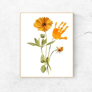 Handprint Flower Craft, Baby Handprint Art, DIY Memory Keepsake, Child Kids Baby Toddler, Printable For Kids, Digital Download