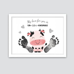 Empreinte de main non VACHE, empreinte de vache pour maman, cadeau pour maman, souvenir d&#39;empreinte de pas, carte DIY pour enfants, imprimable
