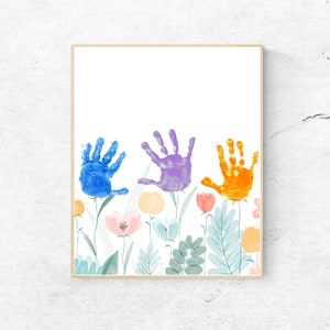 Flower Garden Handprint Craft, Baby Handprint Art, DIY Memory Keepsake, Child Kids Baby Toddler, Printable For Kids, Printable