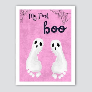 My 1st Boo/ First Halloween Footprint, Boo Ghost Halloween Kids Footprint Activity Printable, Baby Kids Toddler Keepsake Memory, Printable