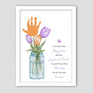 Muttertagsgedicht Handabdruck, Blumen Handabdruck Kunst Handwerk, Muttertag Handabdruck Handwerk für Kinder Kleinkind, Mama Geschenk vom Kind, Geschenk für die Mutter
