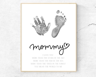 Poema con la huella de la mano de mamá, manualidad con la huella de la mano del bebé, manualidad de arte con las manos, Día de la Madre, cumpleaños de mamá, niños pequeños, tarjeta de regalo de recuerdo, imprimible