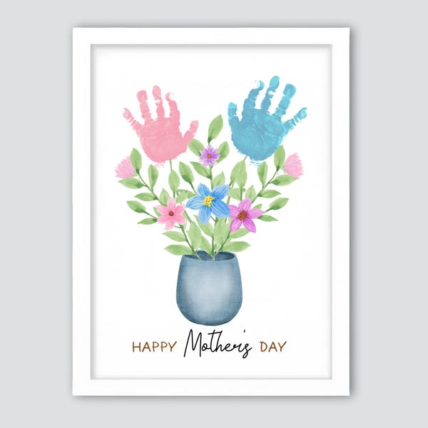 Mother's Day Flower Pot Handprint, Flower Handprint Art Craft, Mothers Day Handprint Craft for Kids Toddler, Mommy Gift, Gift for Mother