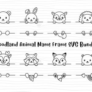 Woodland Animal Name Frame SVG Bundle, Animals Svg Bundle, Fox Beaver Bunny Raccoon Hedgehog, Svg jungle Animals, Cut File, Digital Download