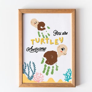 Sie sind Schildkröte Schildkröten Ehrfürchtiger Hanprint, Schildkröten-Handabdruckgeschenk, Muttertagsgeschenkkarte, Basteln für Kinder, DIY-Aktivität für Kind, Handabdruck, Kleinkinder