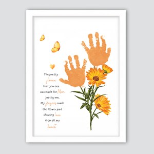 Gedicht für Mama am Muttertag, Blumen-Handabdruck Geschenk zum Muttertag, Muttertag Kunst Handwerk für Kinder Kleinkind, Geschenk für Mama, Erinnerungsandenken