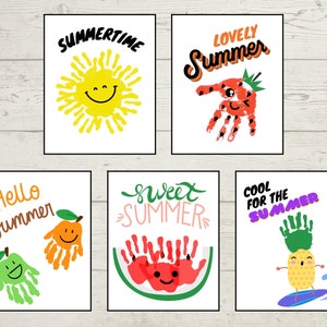 Bundle Summer Handprint Art, Summer Printable Craft for Kid, Summer ...