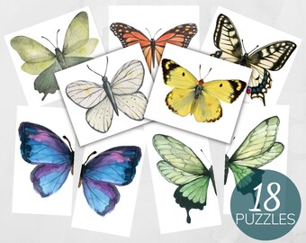 Butterfly Puzzles, Montessori Activity, Summer Activity, Montessori Summer Preschool Game, Homeschool