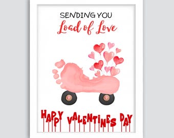 Manualidad de huella con mucho amor, huella de manzana para San Valentín, recuerdo de huella de mano de bebé, regalo de San Valentín, imprimible para bebés y niños pequeños.