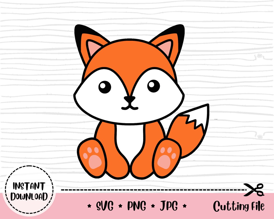 Fox File Fox SVG Cute Sitting Fox SVG Cut File Baby Kawaii Animal - Etsy
