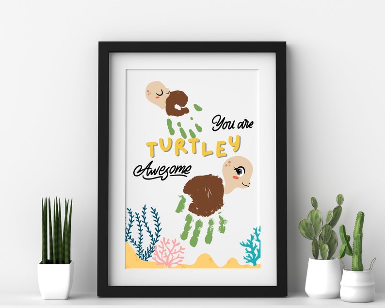 You Are Turtley Awesome Hanprint, Turtle Handprint Gift, Mother's Day ...
