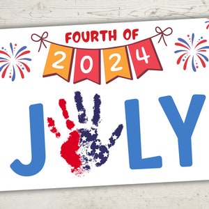 Fourth of July Handprint, Flag Poem, 4th of July Independence Day, American Flag, Keepsake Craft Art Print DIY, Kids Baby Toddler, Printable