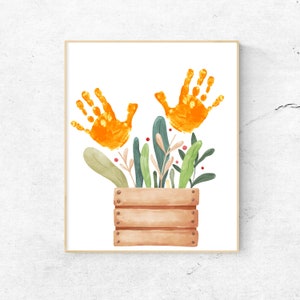 Yellow Flower Handprint Craft, Baby Handprint Art, DIY Memory Keepsake, Child Kids Baby Toddler, Printable For Kids, Digital Download