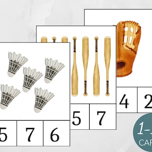 Sports Count And Clip Cards 1-10, Montessori Activity, Summer Math Activity, Montessori Summer Preschool Game, Homeschool