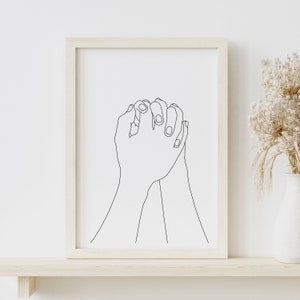 Holding hands line art print, Couple hands print, Minimal printable hand poster, Line poster, Line sketch, Digital Download