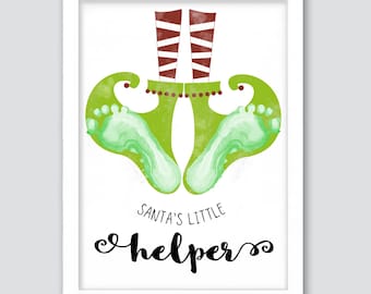 Christmas Character/Santa Little Helper Footprint, Christmas Footprint Card, Baby Kids Toddler Footprint, Winter Craft, Christmas Holiday
