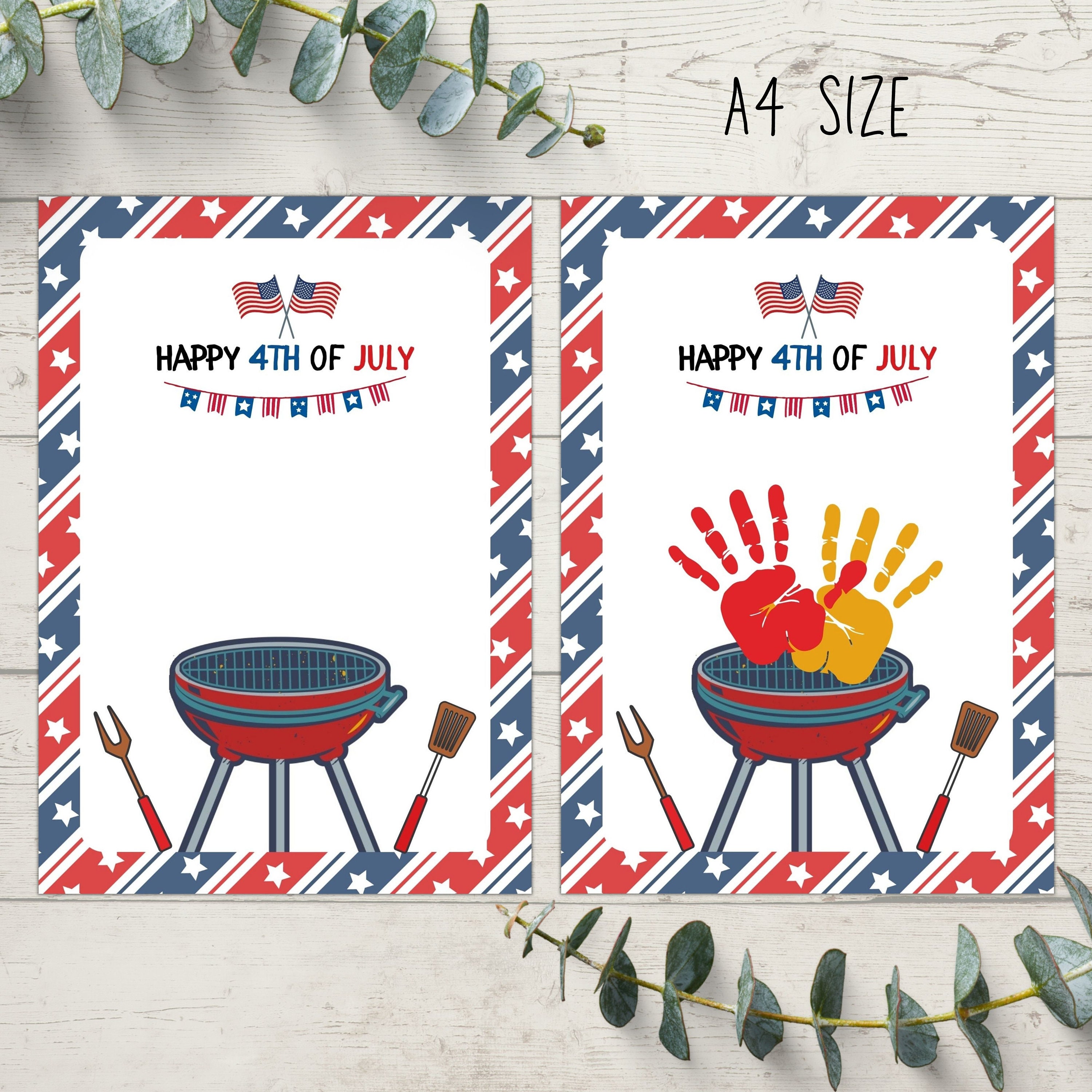 Grill Handprint Craft for Child Fourth of July Handprint Art Etsy