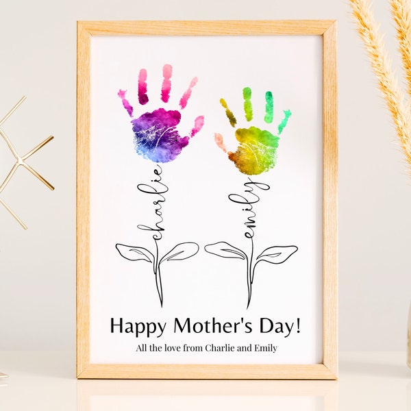 Mother's Day, Personalised Mother's day Handprint Art, For Mom or Grandparents Handprint, Children Kids Activity, Handprint Craft Art