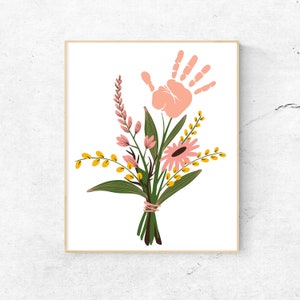 Bunch of Flowers Handprint Craft, Baby Handprint Art, DIY Memory Keepsake, Child Kids Baby Toddler, Printable For Kids, Printable