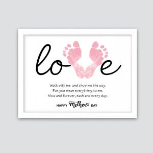 Fußabdruck 'LOVE' Muttertag, Fußabdruck Gedicht Muttertag Craft, Mommy Craft, Muttertag Art Craft für Kinder Baby Kleinkind, Geschenk für Mama