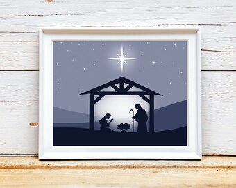 Sztuka szopki, Boże Narodzenie cyfrowe do pobrania, Dekoracja świąteczna, Boże Narodzenie do wydrukowania, Wydruk szopki, Sztuka ścienna na święta, Sztuka LDS