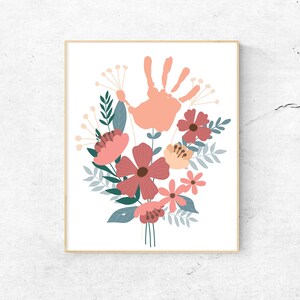 Pink Flower Handprint Craft, Baby Handprint Art, DIY Memory Keepsake, Child Kids Baby Toddler, Printable For Kids, Digital Download
