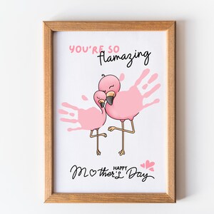 You Are Flamazing Hanprint, Flamingo Handprint Gift, Mother&#39;s Day Gift Card, Craft For Kids, DIY Activity For Child, Handprint, Toddlers